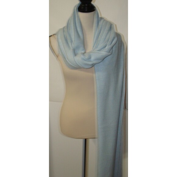 NWT New 100% Cashmere Scarf Wrap Long Womens Light Heather Blue 100 X 28 Ryllace - Picture 10 of 14